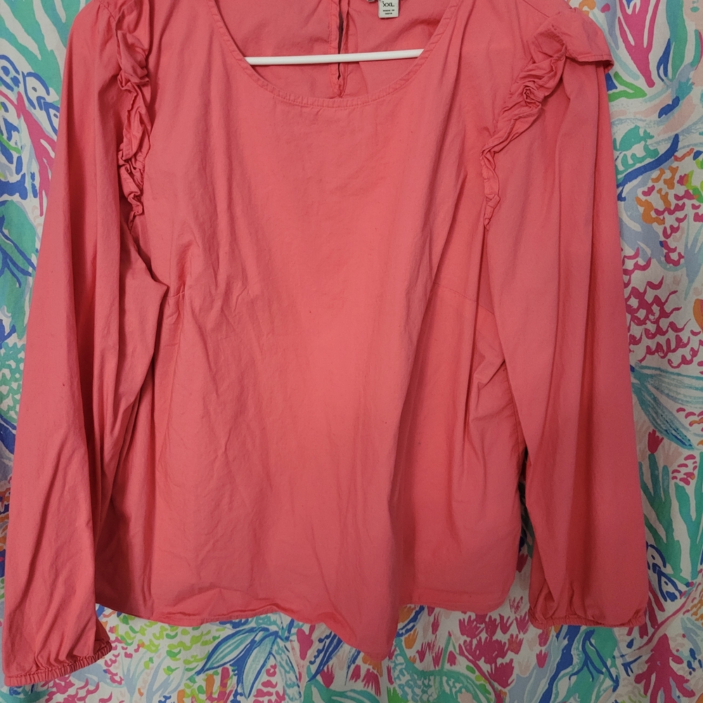 Women's Pink Ruffle Top Jcrew XXL